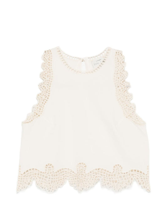 Forte Forte Topwear — Ivory Embroidered Top