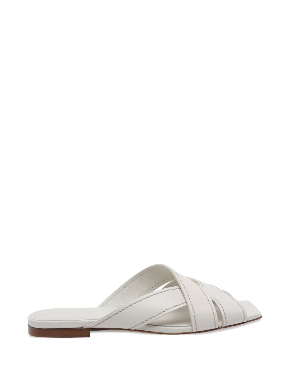 Tod'S White Sandals — Leather Flat Crossover