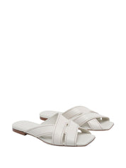 Tod'S White Sandals — Leather Flat Crossover