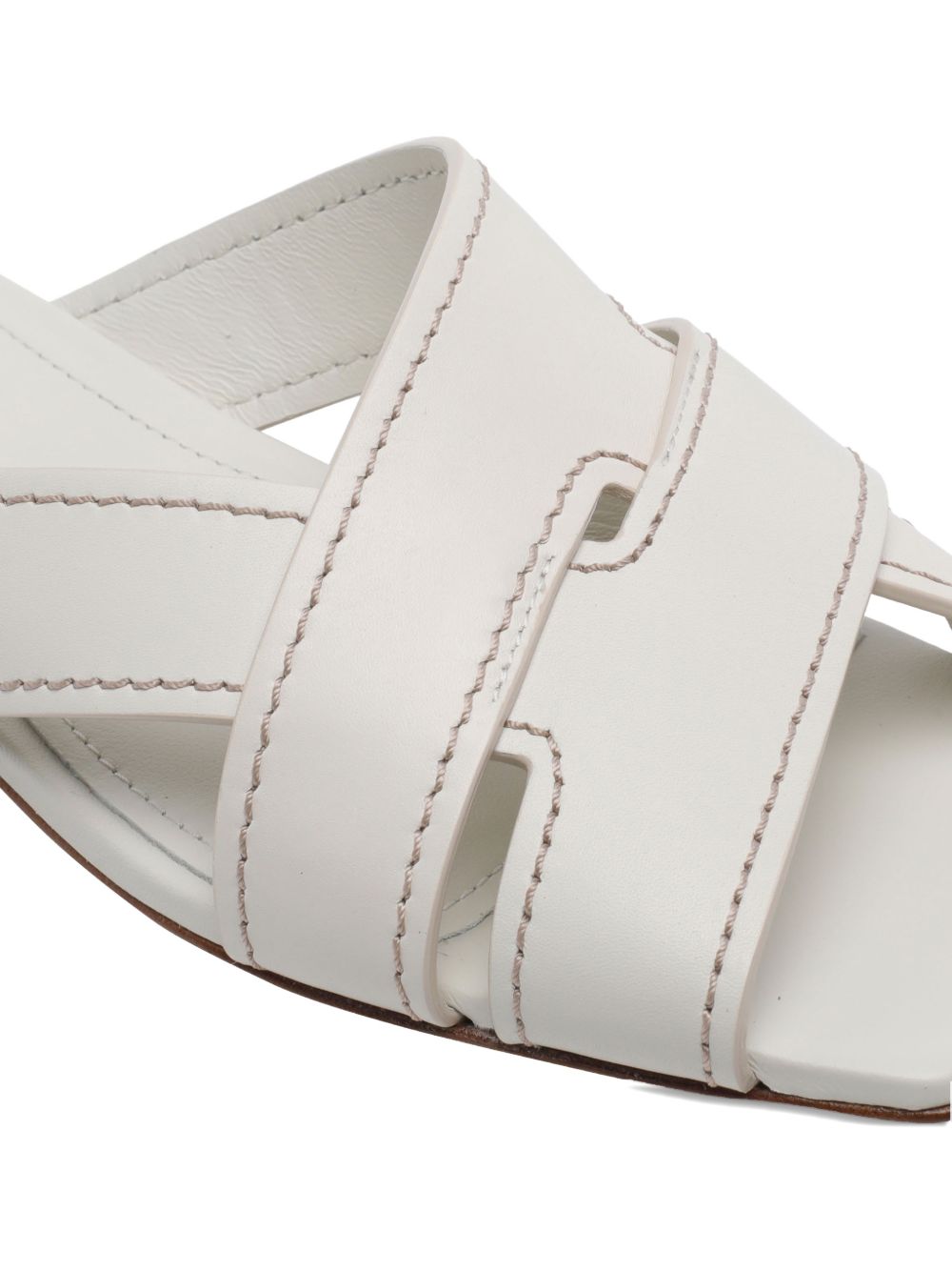 Tod'S White Sandals — Leather Flat Crossover