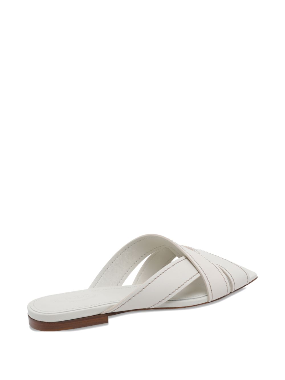 Tod'S White Sandals — Leather Flat Crossover