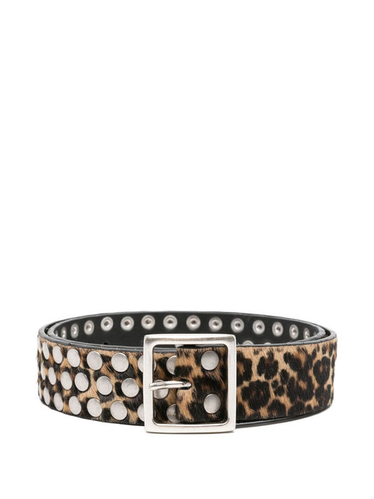 Golden Goose Brown Belts — Leo Studded Leather