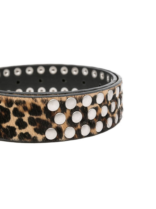 Golden Goose Brown Belts — Leo Studded Leather