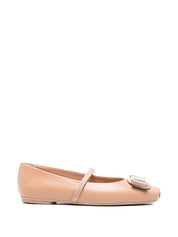 Ferragamo Brown Flat Shoes — Vara Leather Ballets