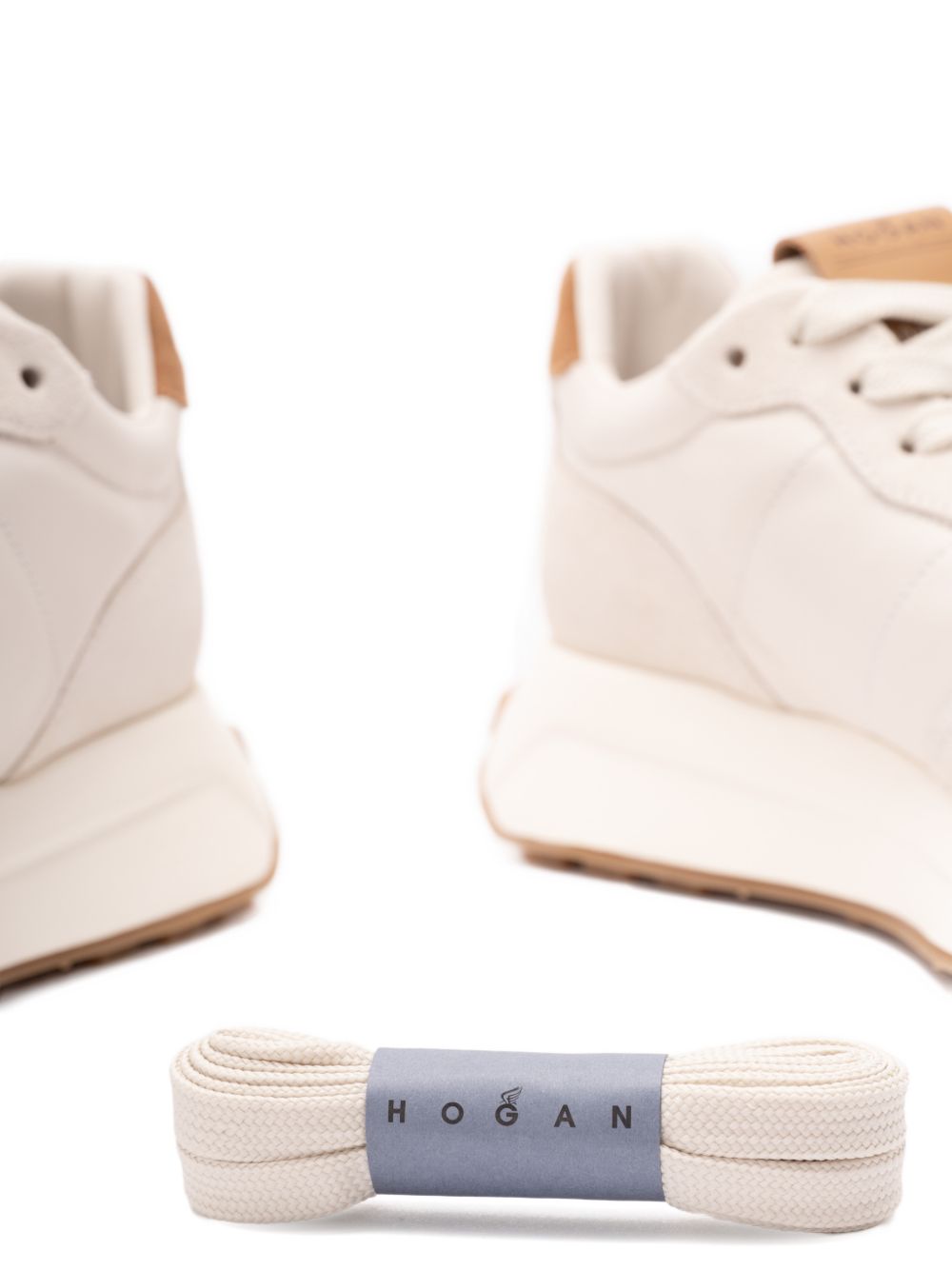 Hogan Beige Sneakers — Women's Leather Lace-Up | Aumifour