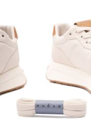 Hogan Beige Sneakers — Women's Leather Lace-Up | Aumifour