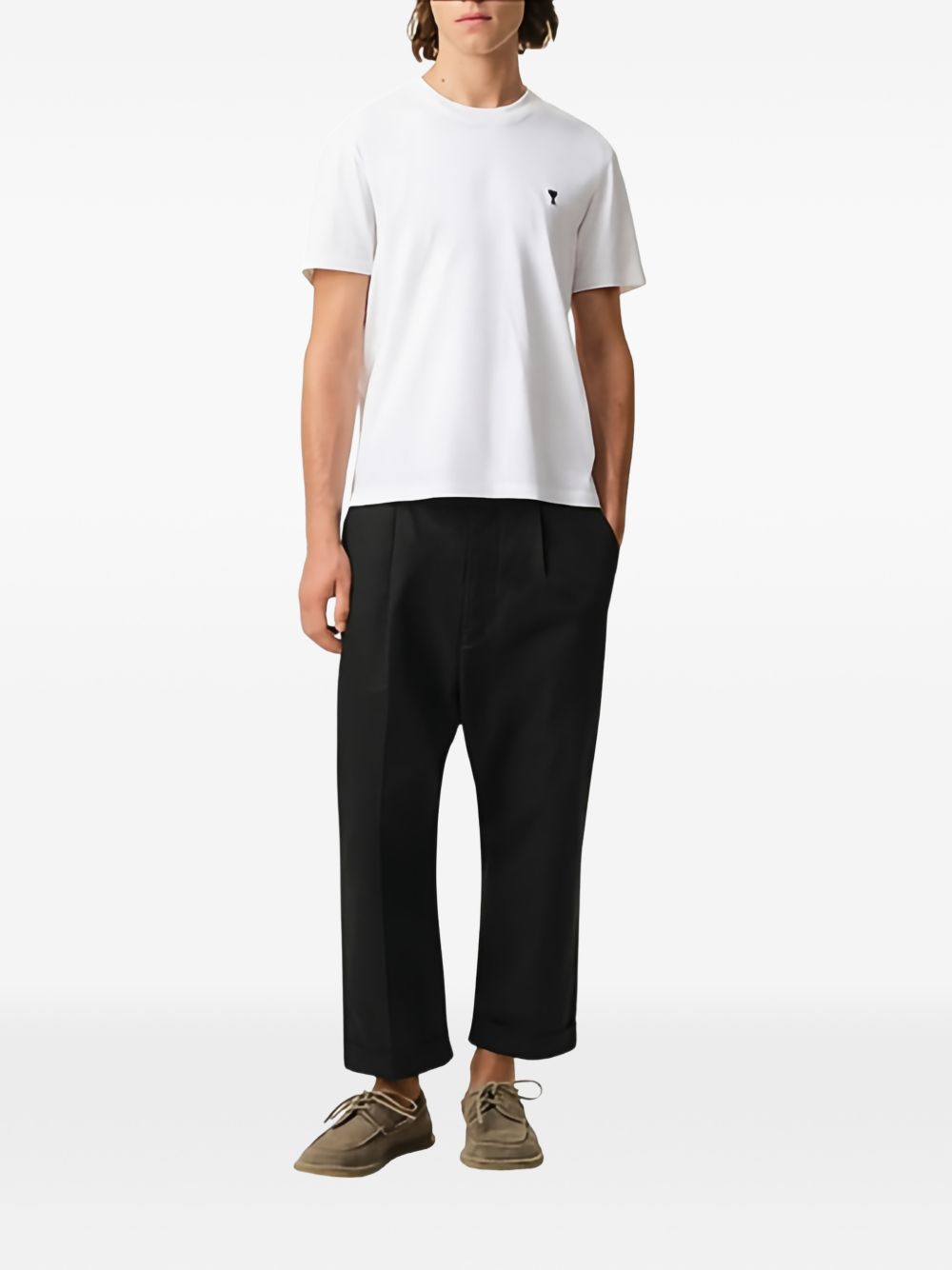 Ami Paris Black Trousers — Slim Pleated Cuffed Hems