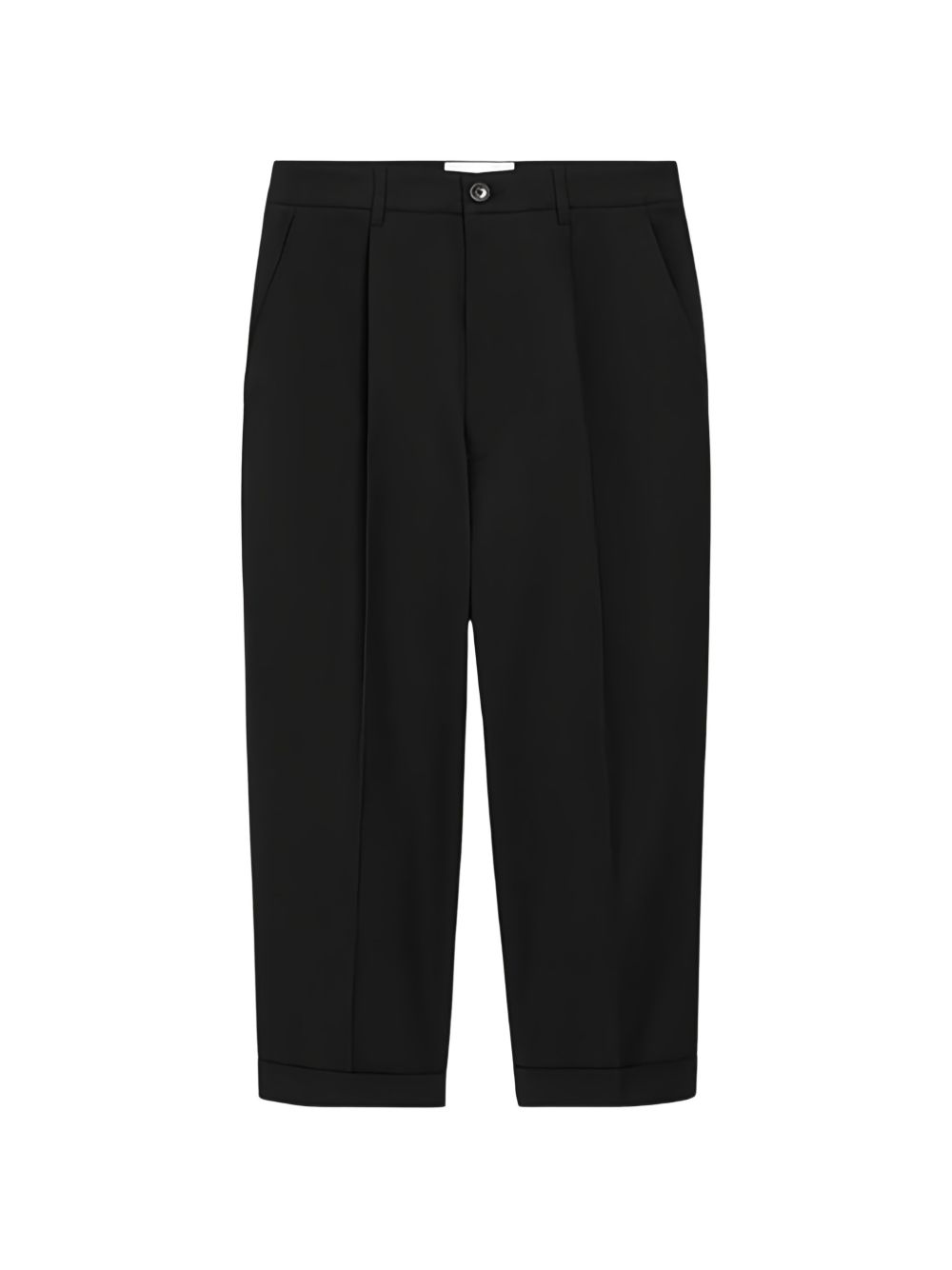 Ami Paris Black Trousers — Slim Pleated Cuffed Hems