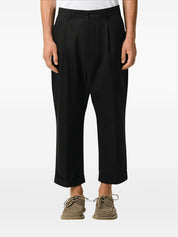 Ami Paris Black Trousers — Slim Pleated Cuffed Hems