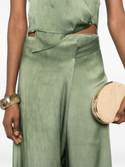 Cortana Trousers Green — High-Waist Linen Wrap