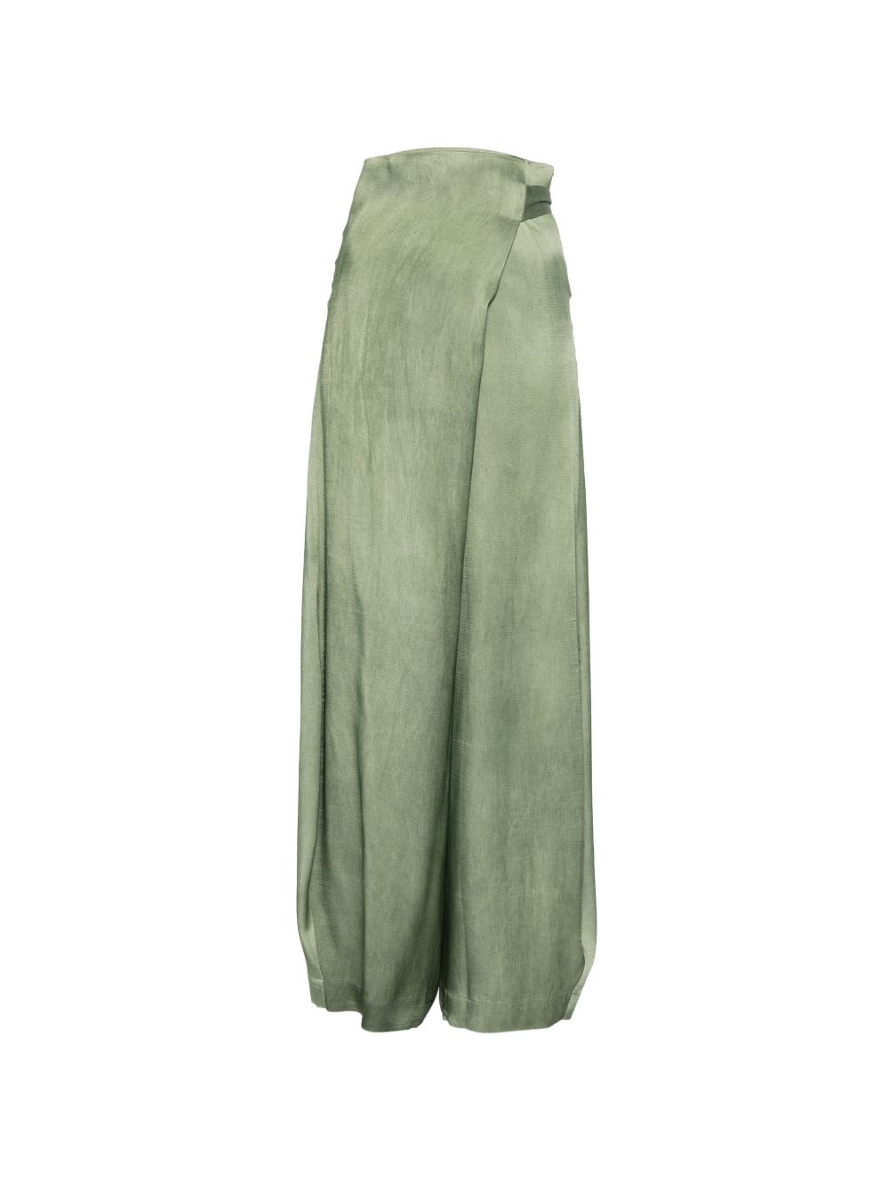 Cortana Trousers Green — High-Waist Linen Wrap