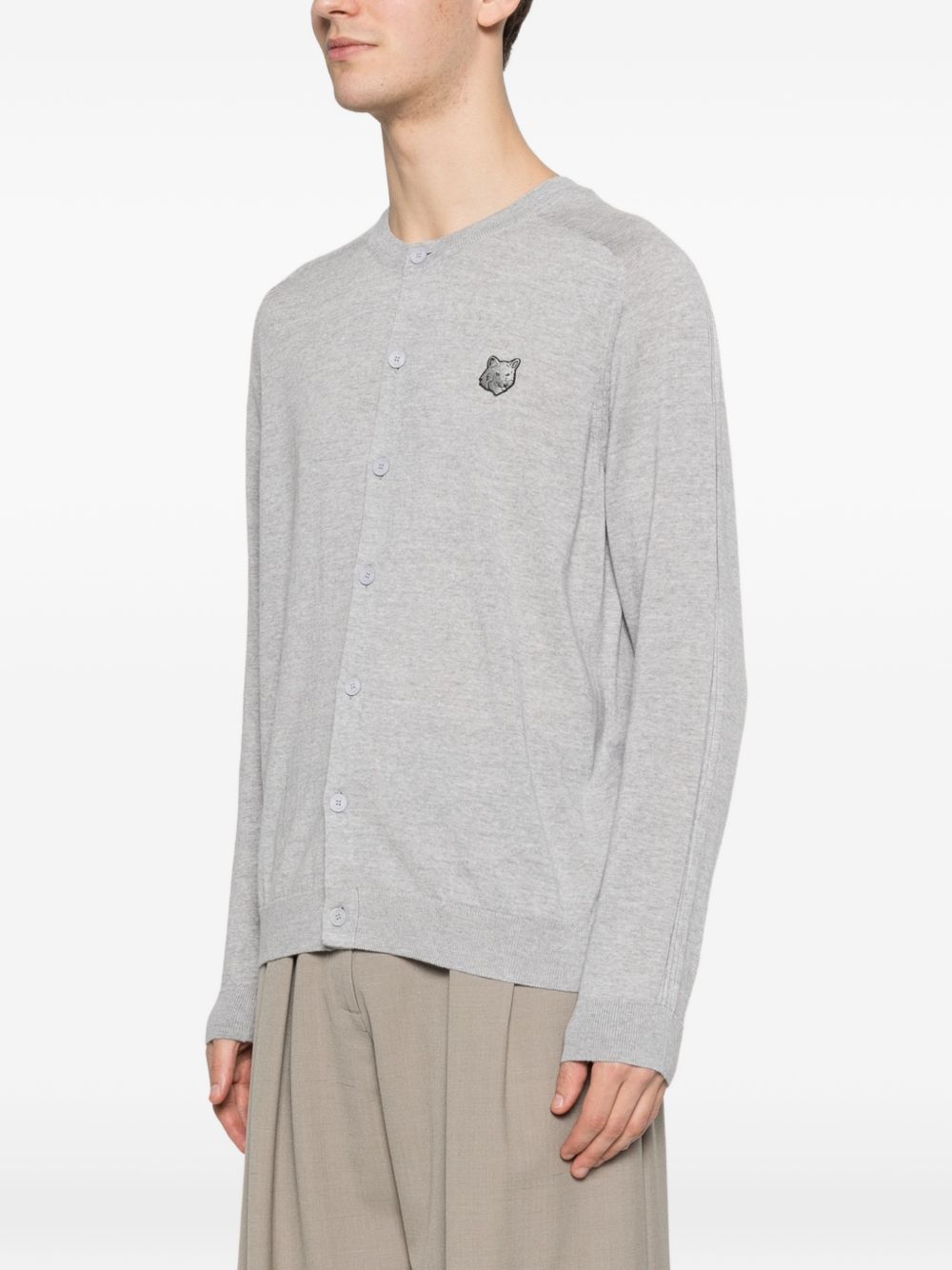 Maison Kitsuné Sweaters for Men — Light Grey Wool Cardigan