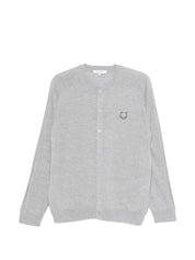 Maison Kitsuné Sweaters for Men — Light Grey Wool Cardigan