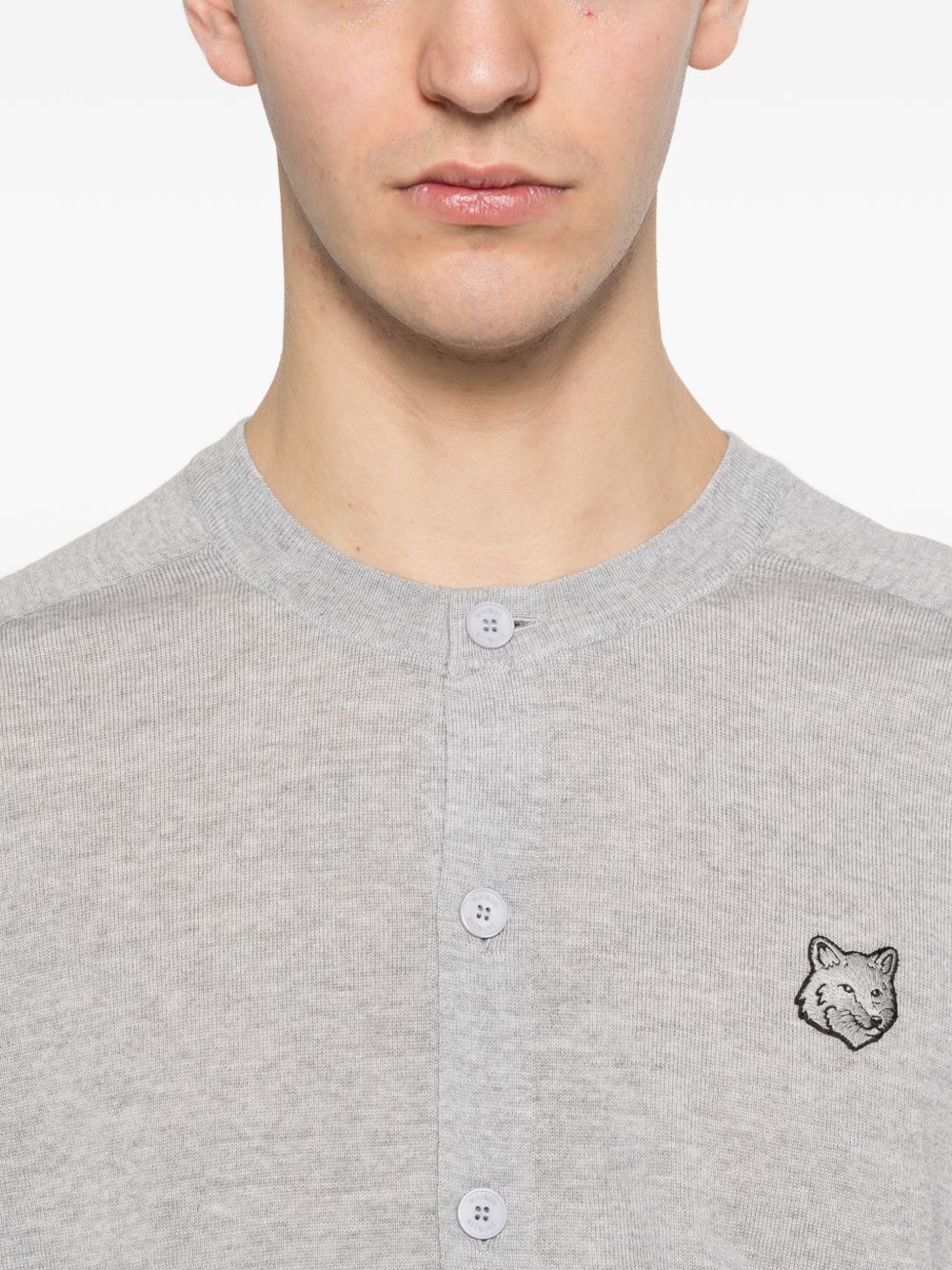 Maison Kitsuné Sweaters for Men — Light Grey Wool Cardigan