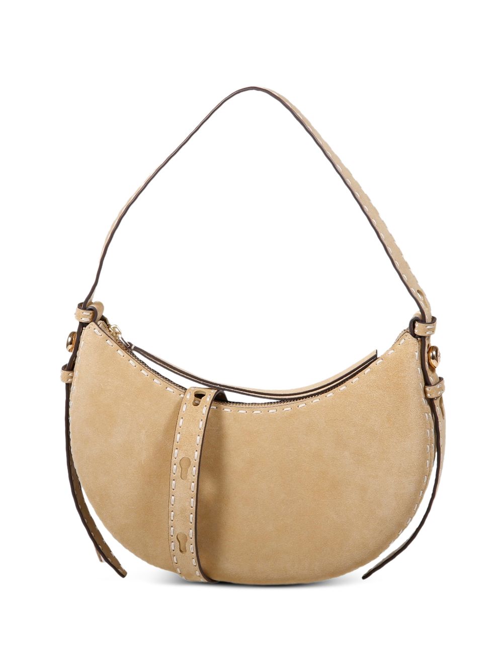 Tory Burch Romy Half-Moon Shoulder Bag — Beige