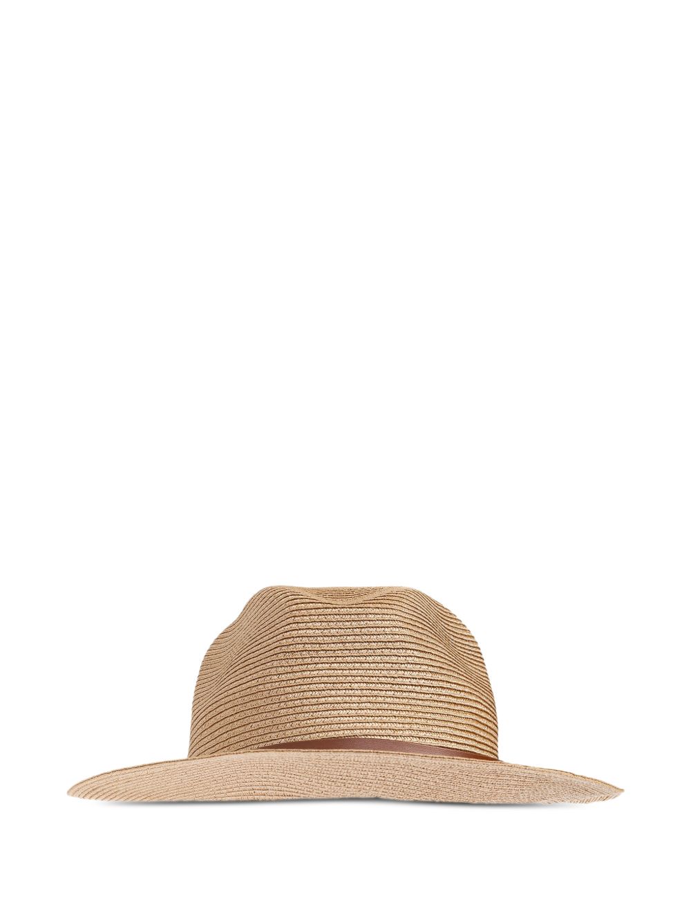Emporio Armani Raffia Fedora Hat — Beige Wide Brim