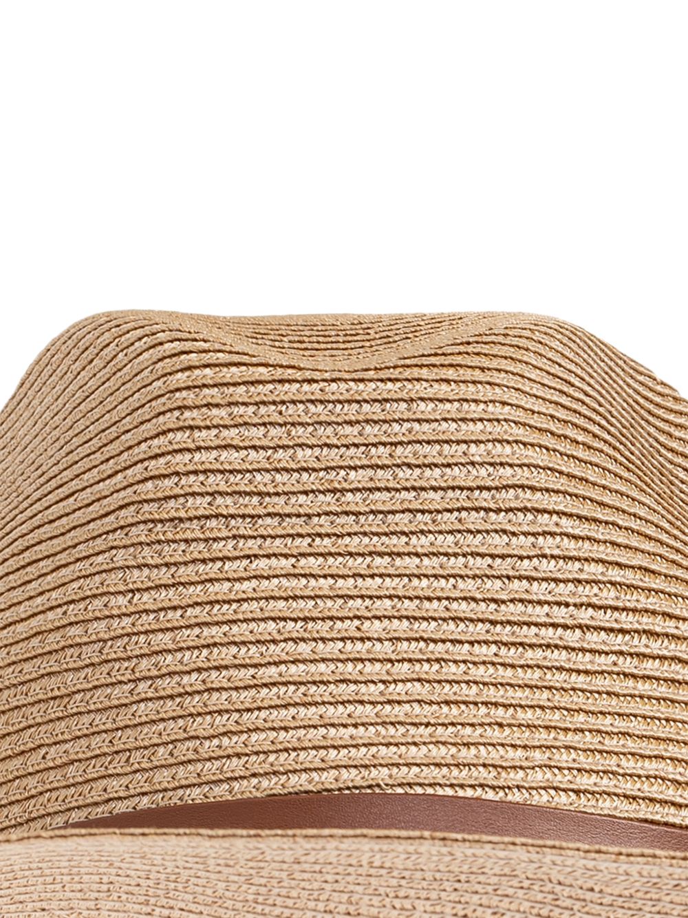 Emporio Armani Raffia Fedora Hat — Beige Wide Brim