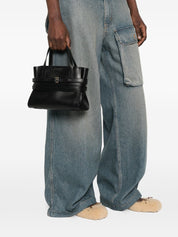 Moschino Tie Me Small Leather Handbag — Black