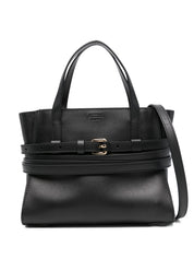 Moschino Tie Me Small Leather Handbag — Black