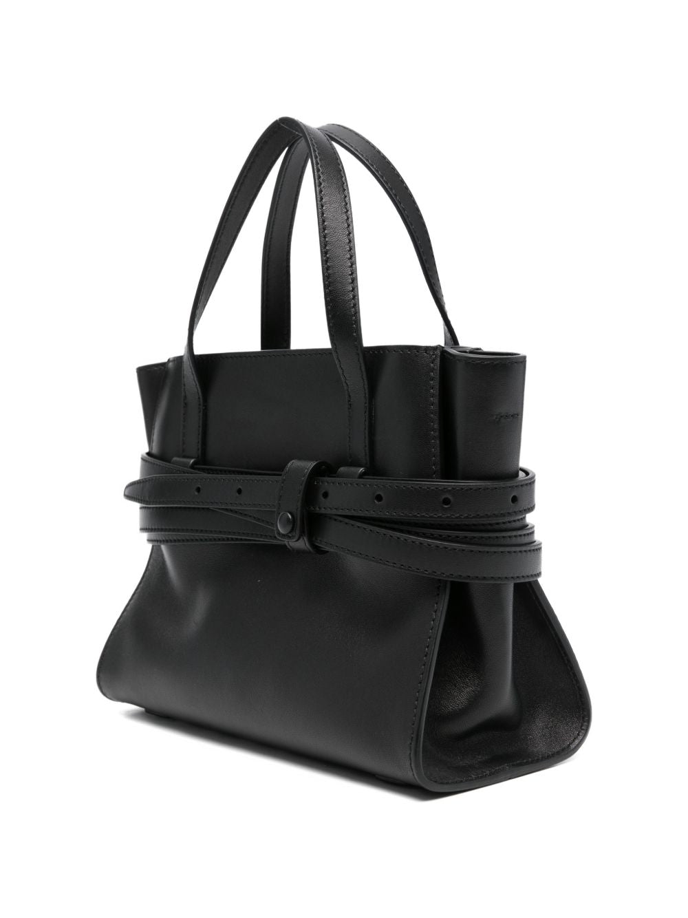 Moschino Tie Me Small Leather Handbag — Black