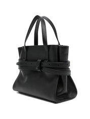 Moschino Tie Me Small Leather Handbag — Black