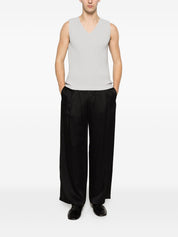 HOMME PLISSE' ISSEY MIYAKE Top — Light Grey V‑Neck