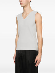 HOMME PLISSE' ISSEY MIYAKE Top — Light Grey V‑Neck