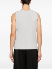 HOMME PLISSE' ISSEY MIYAKE Top — Light Grey V‑Neck