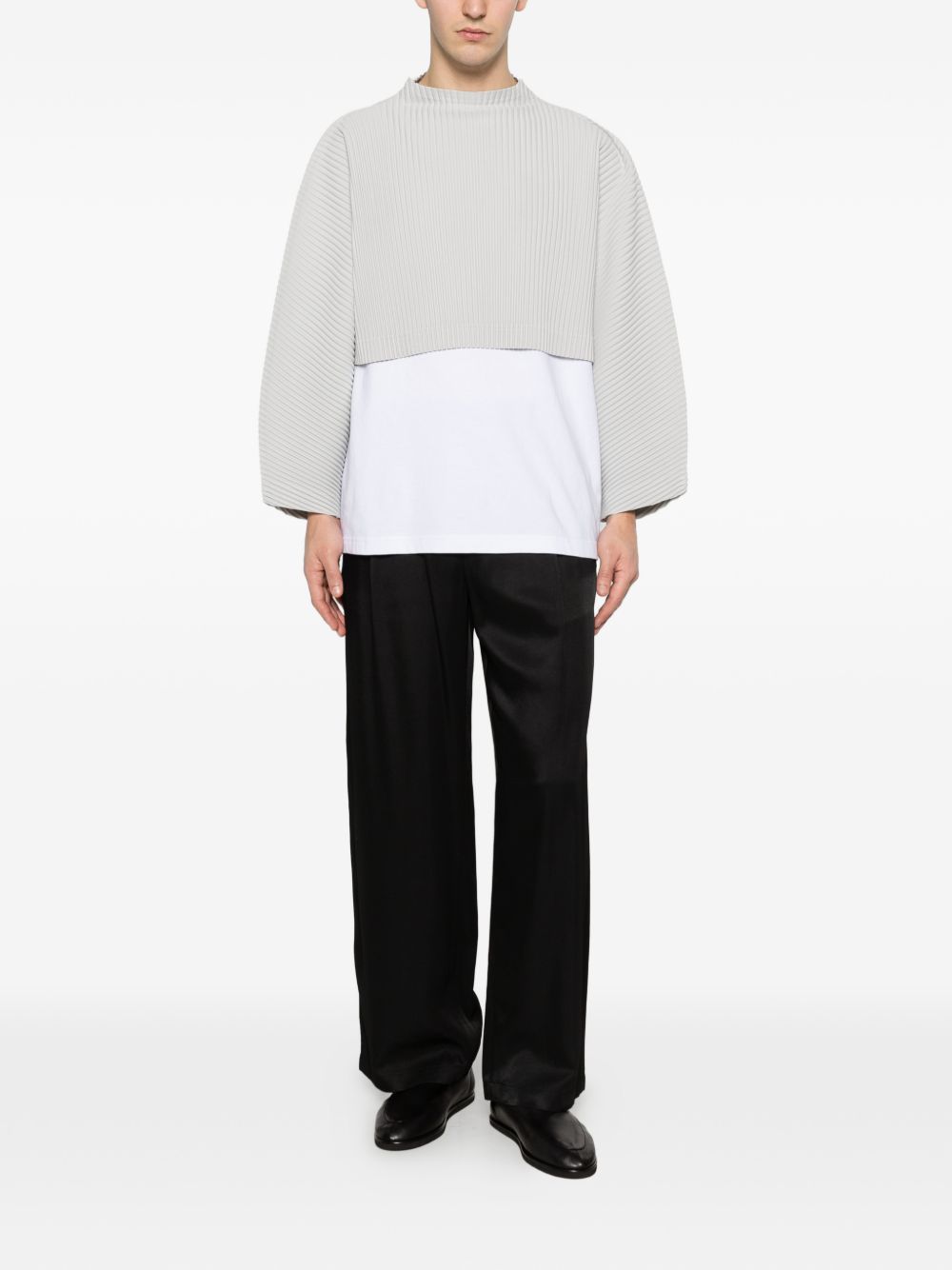 HOMME PLISSE' ISSEY MIYAKE Top — Light Grey Pleated