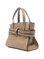 Moschino Handbag — Tie Me Small Leather Beige