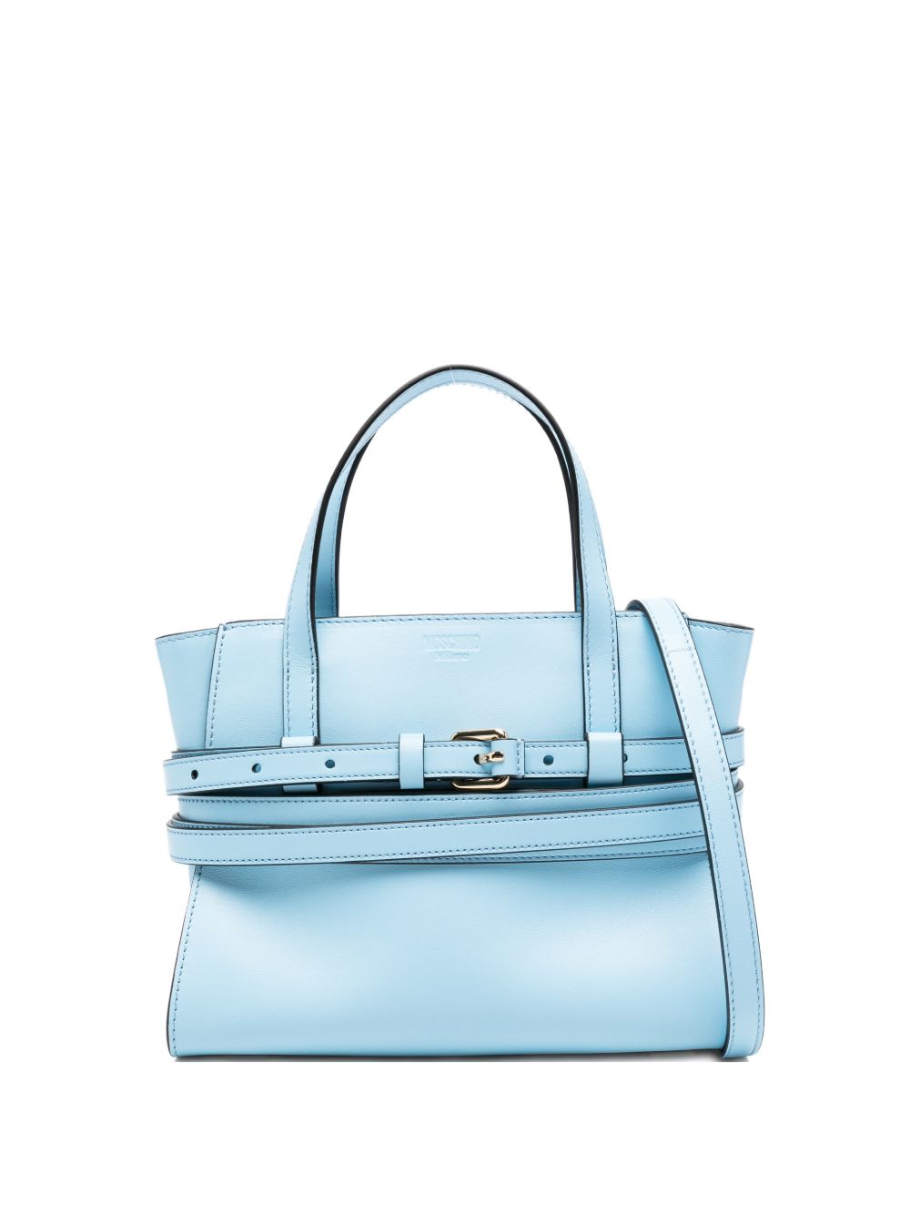Moschino Clear Blue Handbag — Tie Me Small Leather