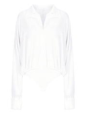Norma Kamali White Shirts — Oversized Bodysuit Top