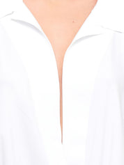 Norma Kamali White Shirts — Oversized Bodysuit Top