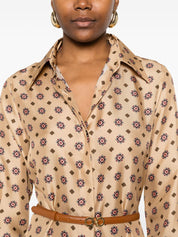 Alberto Biani Beige Dresses — Silk Chemisier (New)