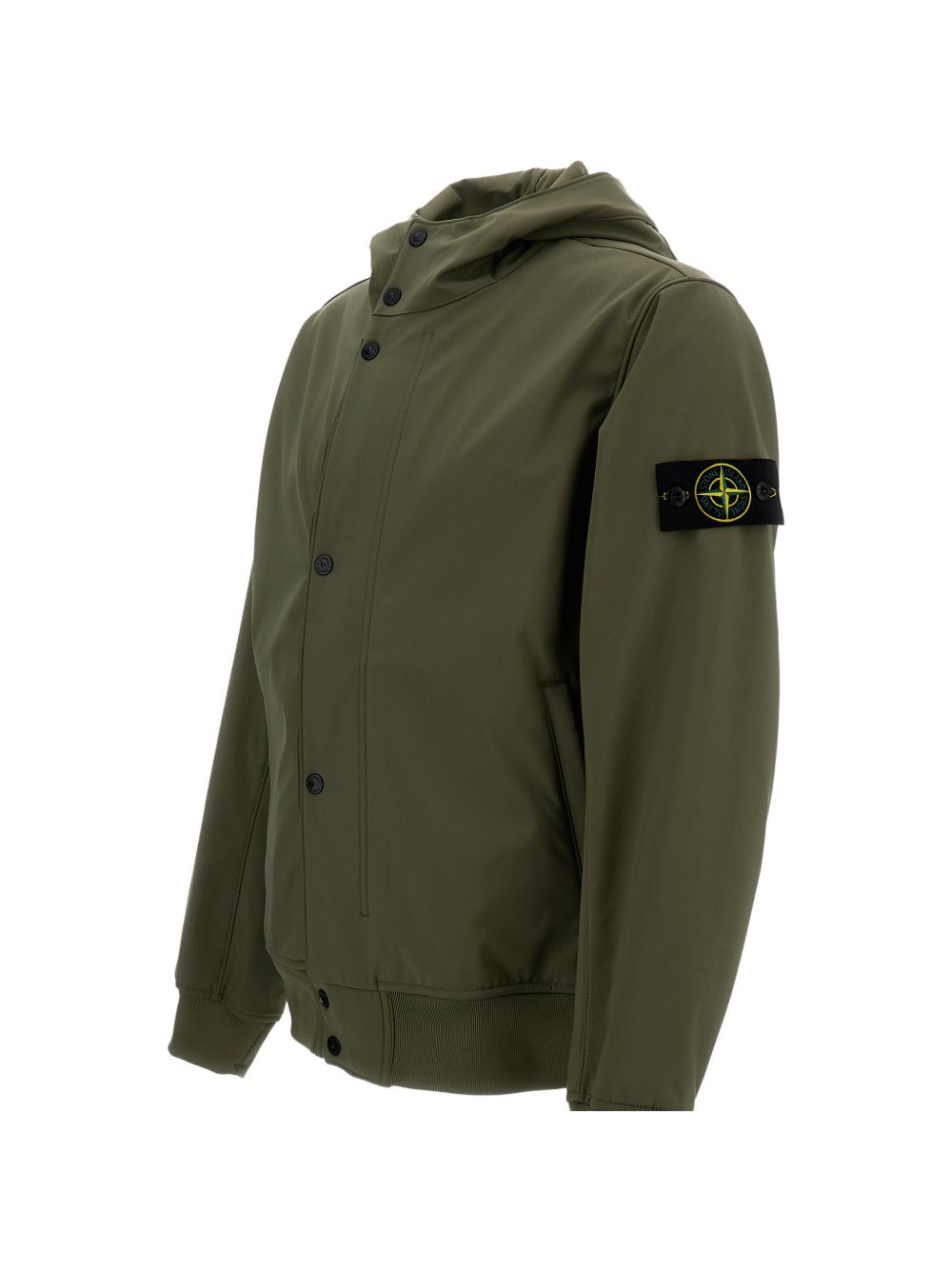Stone Island Green Jackets — Hooded Blouson Coat