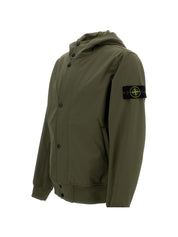 Stone Island Green Jackets — Hooded Blouson Coat