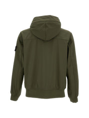 Stone Island Green Jackets — Hooded Blouson Coat
