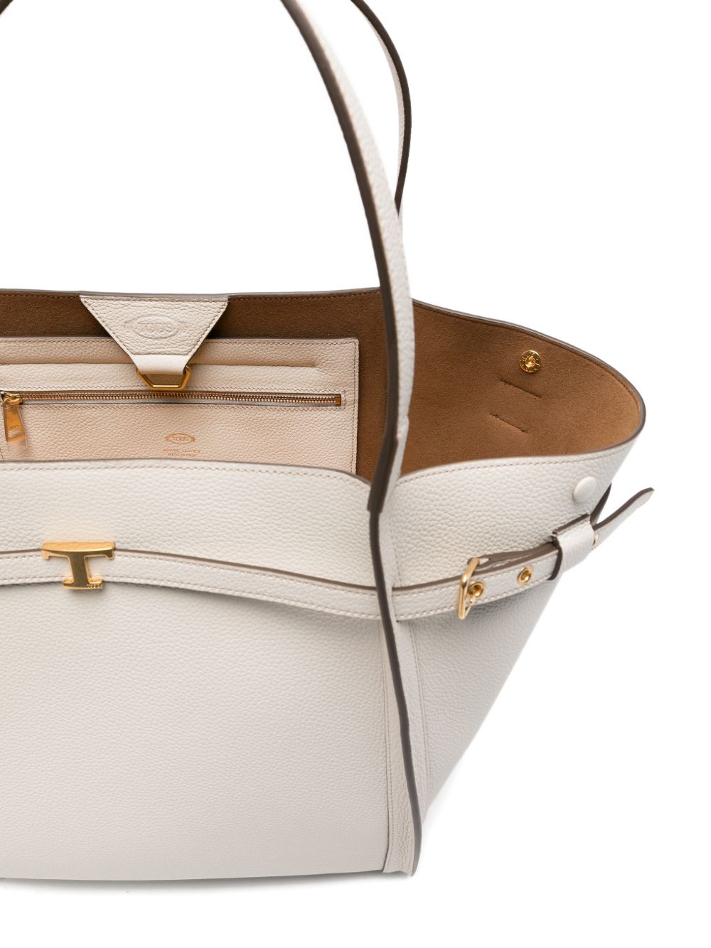 Tod'S White Leather Shopper Bag — Medium Tote
