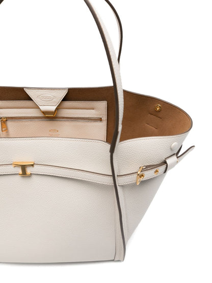 Tod'S White Leather Shopper Bag — Medium Tote