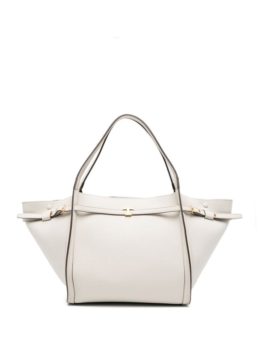 Tod'S White Leather Shopper Bag — Medium Tote