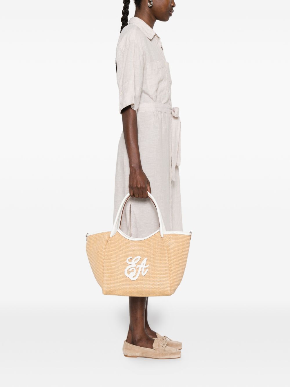 Emporio Armani White Shopper Bag — New Straw Tote