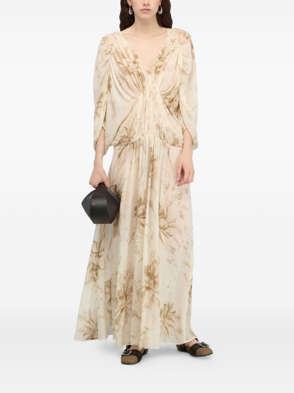 Semicouture Beige Dresses — Veronica Silk Long Dress