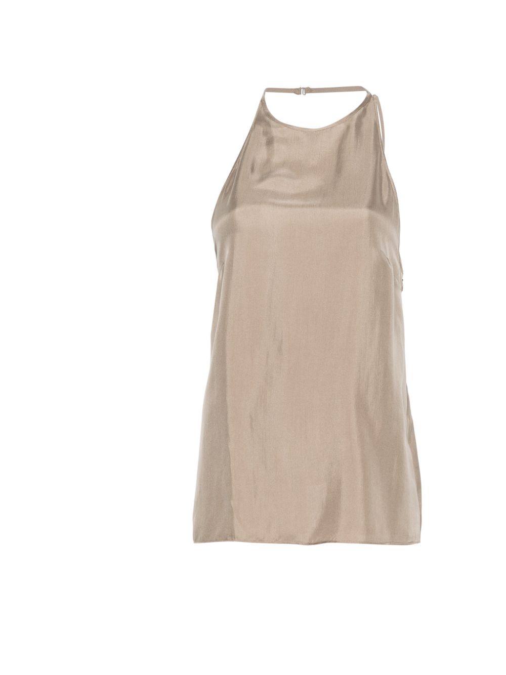 Alysi Dove Grey Silk Top — Sleeveless Twill 55€