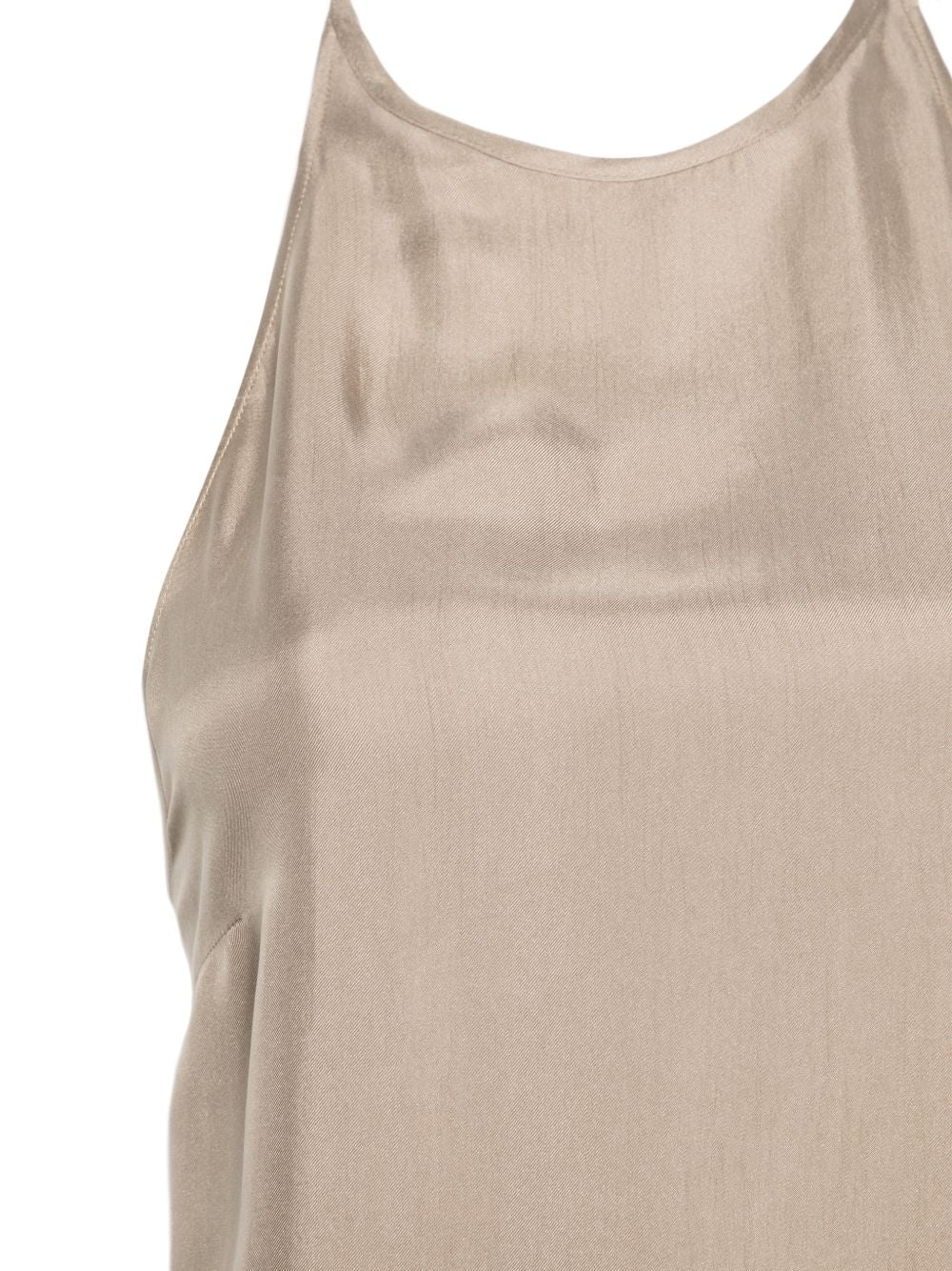 Alysi Dove Grey Silk Top — Sleeveless Twill 55€