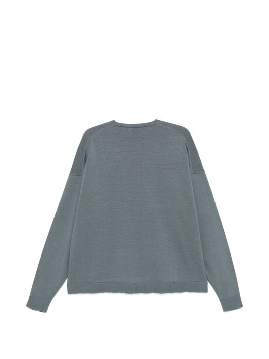 Alysi Grey Sweater — Ribbed Cotton Crewneck, New In