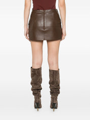 Parosh Brown Leather Mini Skirt — New In