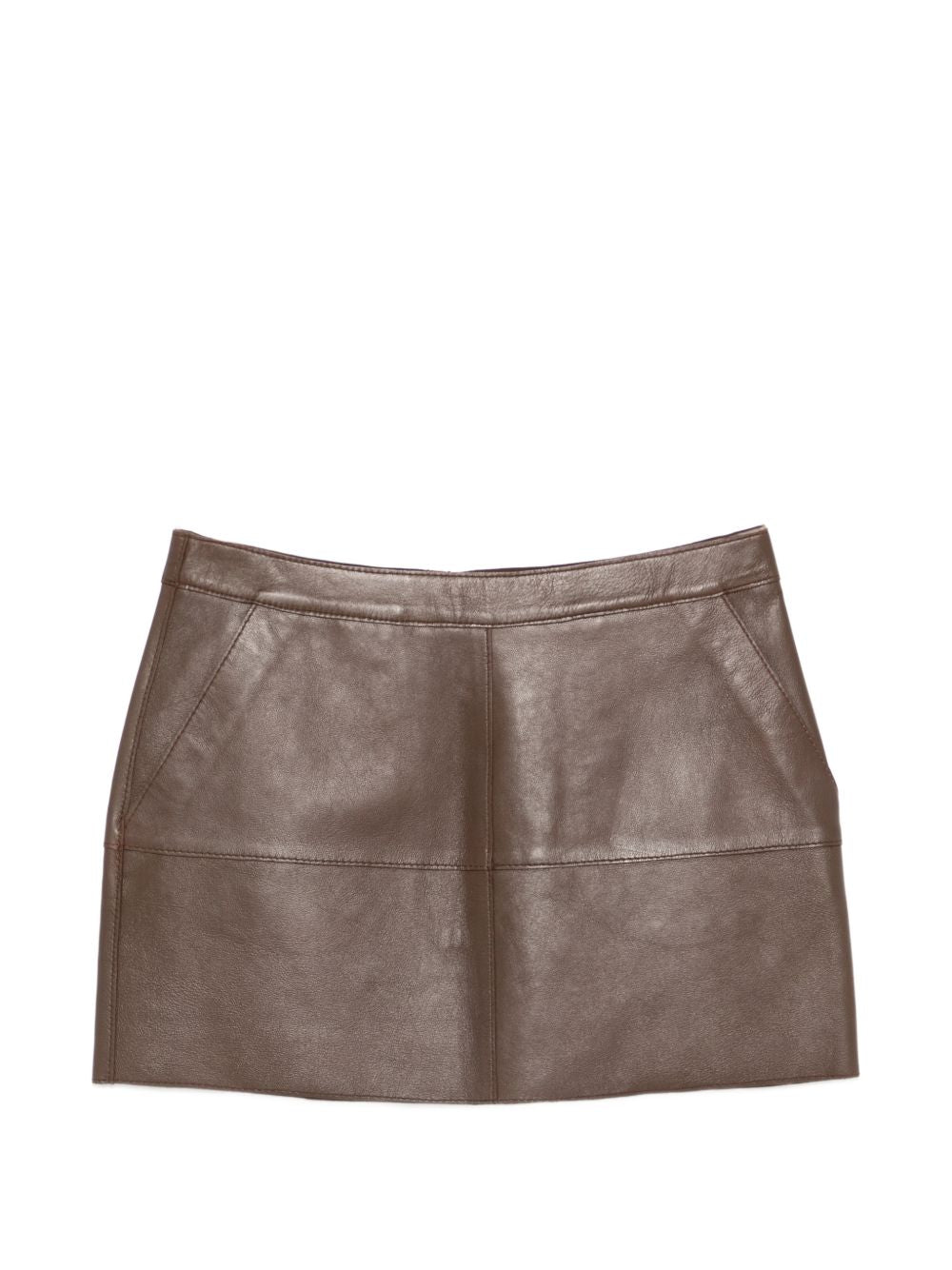 Parosh Brown Leather Mini Skirt — New In