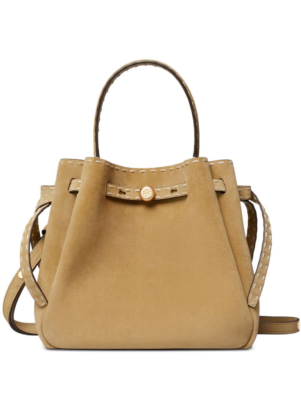 Tory Burch Beige Handbag — Romy Suede Bucket Bag