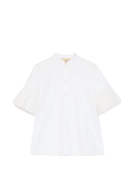 Valentino White Shirts — Cotton Mandarin Collar (Women)