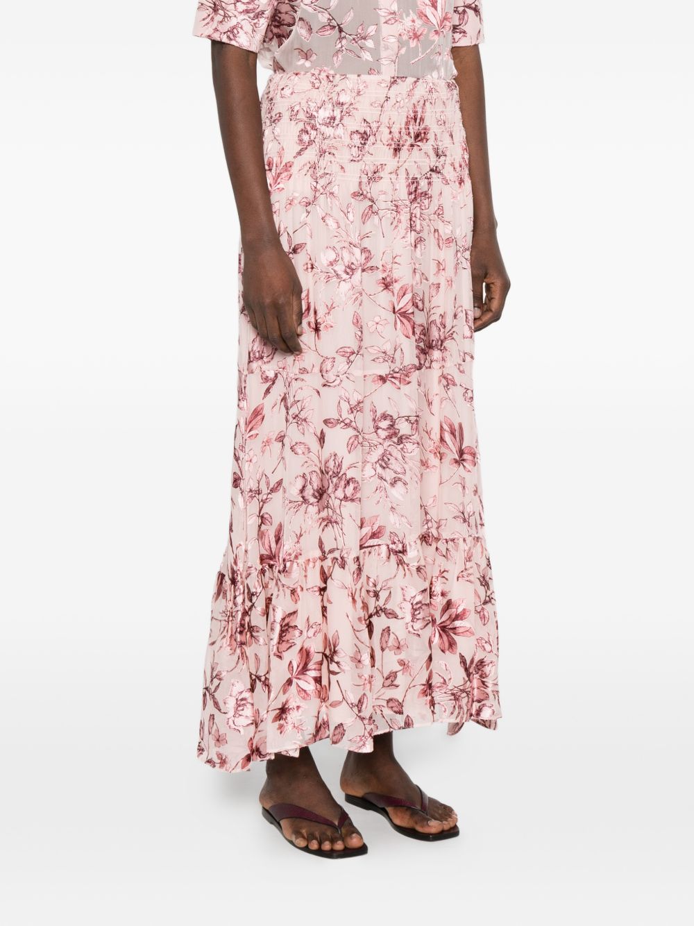 Alice + Olivia Pink Skirts — Printed Maxi Ruffle